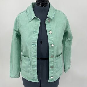 DIANE GILMAN DG2 Mint Green Denim Jacket WOMENS SIZE XS